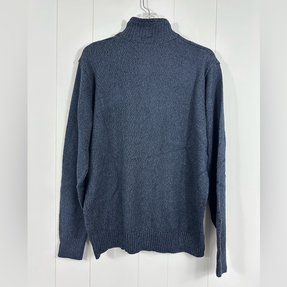 NWT Oscar De La Renta Mens Sz L Blue Preppy Academia 1/4 Zip Ribbed Knit Sweater - Picture 4 of 9